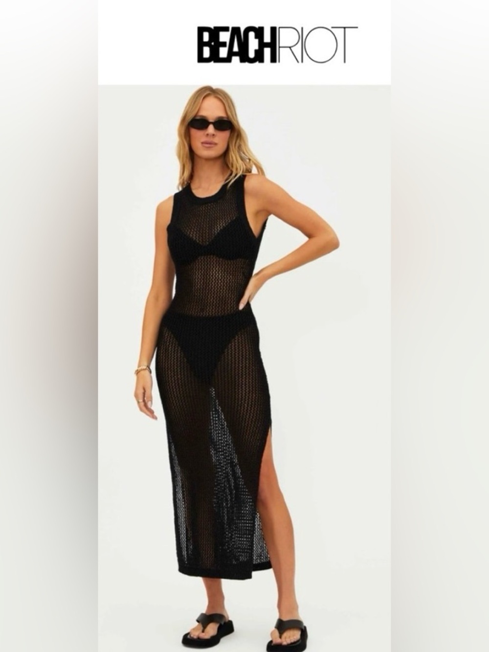 Beach Riot Black Sleeveless Mesh Maxi Cover-Up